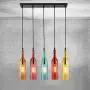 5-Light Vintage Industrial Colored Glass Pendant Light, Wine Bottle Creative Retro Chandelier for Cafe Loft Restaurant Kitchen Island Bar Dining Room Bar