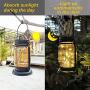 Hanging Mason Jar Solar Lanterns Outdoor Waterproof(Included Stake)2 Pack 30 Led Solar Glass Jar Lights Table Lamps-Retro Design Decorative Fairy Lantern for Party Patio Garden Path Trees