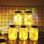 SmilingTown Solar Mason Jar String Light Lids, 12 Pack 30 LED Jar Fairy Firefly Inserts Lighting with 12 Hangers for Outdoor Patio Lawn Garden Decor, No Jars