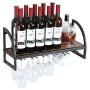 ITeeLas Wall Mounted Wine Rack - Bottle & Glass Holder-Decorative for Home Bar, Dining Room, Kitchen (1 Tier)