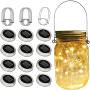 Mason Jar Solar Lights, 12 Pack 30 LED Fairy String Lights with (12 Hangers and 3 PVC) Best Mason JarDecor for Courtyard,Garden,Patio,Yard,Family,Party,Birthday,Wedding, Decoration（No Jars) Warm White