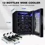 12 Bottle Wine Cooler Refrigerator,Wine Fridge Freestanding with Lock & Digital Temperature Control Fridge Glass Door,Mini Wine Cabinet for Red, White, Champagne or Sparkling