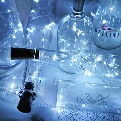 Wine Bottle Lights with Cork, LoveNite Battery Operated 20 LED Cork Shape Silver Wire Colorful Fairy Mini String Lights(No Bottles) for DIY, Party, Decor, Christmas, Halloween,Wedding (9, Cool White)