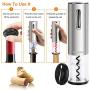 Electric Wine Opener, Gokilife Wine Bottle Corkscrew Opener with Foil Cutter, One-click Button Rechargeable Wine Bottle Openers with LED Light for Home Party Restaurant (Silver) Electric Wine Opener, Gokilife Wine Bottle Corkscrew Opener with Foil Cutter, One-click Button Rechargeable Wine Bottle Openers with LED Light for Home Party Restaurant (Silver)