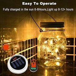 Solar Mason Jar Lid String Lights 8 Pack 30 Led String Fairy Star Firefly Jar Lids Lights Solar Lanterns with 8 Hangers (Jars Not Included) for Garden Patio Wedding Lantern Decorations,Warm White