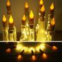 Decorman Wine Bottle Cork Lights with Candle Flame 10 Packs 20 LED Warm White Battery Operated Copper Wire String Lights Mini Starry Fairy Lights for Party, Wedding, Christmas, Halloween (Warm White)