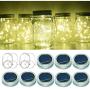 Mason Jar Solar Lights, 30 LEDs 8 Pack Lids String Lights Firefly Jars Waterpoof for Outdoor Christmas Holidays Yard Decorations - Warm White(No Jars)