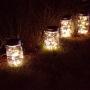 Homeleo 4 Pack 20 Led Warm White Waterproof Solar Mason Jar Light Lid with Hangers for Regular Mouth Mason Jar Outdoor Garden Backyard Christmas Halloween Decoration(Jars Not Included)