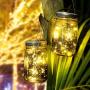 Solar Mason Jar Lights - 3 Pack 30 LED Starry Fairy String Solar Garden Hanging Lights Waterproof Indoor/Outdoor Decorative Lights for Courtyard Wedding Party Christmas (Warm White)