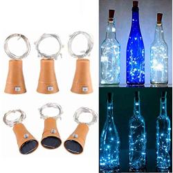 Muasdae 6 Pack Solar Wine Bottle Lights, White Light 10 LED Fairy String Lights White Solar Lights for Party, DIY, Decoration, Halloween, Wedding(White Light)