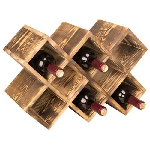 MyGift Countertop Burnt Wood 8-Bottle Wine Rack