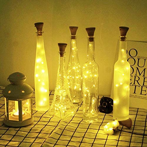 Decorman Upgraded 10 Pack Solar Wine Bottle Lights 20 LEDs Waterproof Silver Wire Cork Lights for Party, Wedding, Christmas, Holiday, Outdoor, Garden, Patio, Pathway Decor