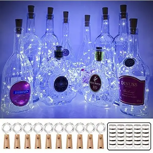 MUMUXI 10 Pack 20 LED Wine Bottle Lights, 3.9ft Silver Wire Cork Lights Battery Operated Fairy Mini String Lights for Liquor Bottles Crafts Party Wedding Halloween Christmas Decor,Cool White MUMUXI 10 Pack 20 LED Wine Bottle Lights, 3.9ft Silver Wire Cork Lights Battery Operated Fairy Mini String Lights for Liquor Bottles Crafts Party Wedding Halloween Christmas Decor,Cool White
