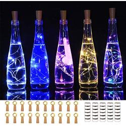 HONERENY 20 Pack 6.6ft 20 LED Wine Bottle Lights, Cork Lights with 30 Free Battery Operated Fairy Mini String Lights for Liquor Bottles Crafts Party Bar Christmas Festival Decoration, Warm White