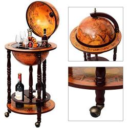 EZ FunShell Vintage Globe Wine Stand Bottle Rack Home Décor, Light Brown