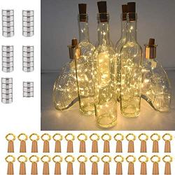 Tibodew 28 Pack 20 LED Wine Bottle Lights with Cork, 3.3ft Warm White Cork Lights Battery Operated Fairy Mini String Lights for Liquor Bottles Crafts Party Wedding Halloween Christmas Decoration