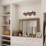 LALUZ Bathroom Vanity Light Fixtures, 3-Light Mason Jar Lights with Superior Glass Cover and Faux Wood Finish, L18” x H8” x W9.5”