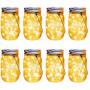 Aikeve Mason Jar Solar Lights,8 Pack 30 Led Fairy Hanging Jar Lights,Solar Lanterns for Outdoor Patio Party Garden Wedding Christmas Decor Lights(Mason Jars/Handles Included)