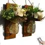 Wall Sconces Mason Jar Sconces Set of 2, Rustic Home Decor Wall Wood Art Fairy Lights,Dark Gray Wood Board,Wall Home Deco, Living Room (Brown) Wall Sconces Mason Jar Sconces Set of 2, Rustic Home Decor Wall Wood Art Fairy Lights,Dark Gray Wood Board,Wall Home Deco, Living Room (Brown)