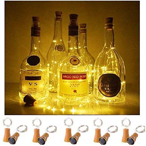 Decorman 10 Pack Solar Powered Wine Bottle Lights, 10 LED Waterproof Copper Cork Shaped Lights for Wedding/Christmas/Outdoor/Holiday/Garden/Patio/Yard/Pathway Decor (Warm White)