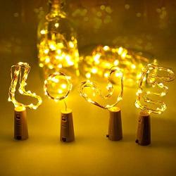 Wine Bottle Lights with Cork, Fulighture 6.6FT 20 LED Copper Wire String Light, Battery Operated Mini Fairy String Light for Liquor Bottle Crafts DIY Party Wedding Decoration, Warm White, 5 Pack