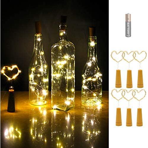 Wine Bottle Cork Lights, iMazer AAA Battery Operated Micro Artificial Copper Wire Starry Fairy String Lights for Christmas, Party, Wedding, Wine Bottle Decorations 6Pack (Battery Powered Warm White)