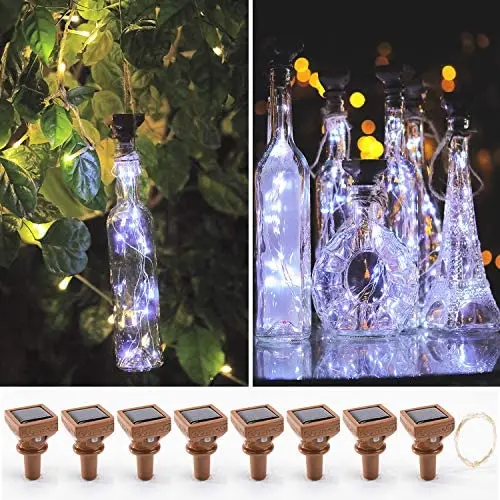 KZOBYD 8 Pack Solar Powered Wine Bottle Lights 20 LED Waterproof Bottle Lights Fairy Cork String Craft Lights for Wine Bottles Garden Patio Outdoor Tabletop Decor (White) KZOBYD 8 Pack Solar Powered Wine Bottle Lights 20 LED Waterproof Bottle Lights Fairy Cork String Craft Lights for Wine Bottles Garden Patio Outdoor Tabletop Decor (White)