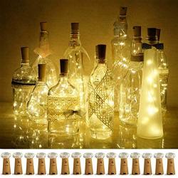 Decorman Wine Bottle Cork Lights, 15 Pack 10 LED Cork Shape Silver Copper Wire LED Starry Fairy Mini String Lights for DIY/Decor/Party/Wedding/Christmas/Halloween (Warm White)