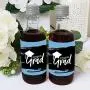 Big Dot of Happiness Light Blue Grad - Best is Yet to Come - Mini Wine and Champagne Bottle Label Stickers - Light Blue Graduation Party Favor Gift for Women and Men - Set of 16