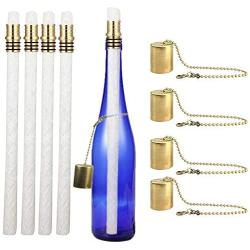 EricX Light Wine Bottle Torch Kit 4 Pack, Includes 4 Long Life Torch Wicks ,Brass Torch Wick Holders And Brass Caps - Just Add Bottle for an Outdoor Wine Bottle Torch