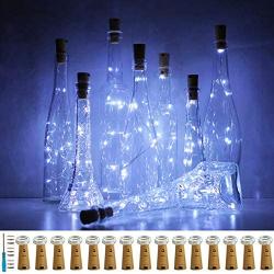 Wine Bottle Lights with Cork, LoveNite 15 Pack Battery Operated 10 LED Cork Shape Silver Wire Colorful Fairy Mini String Lights(No Bottles) for DIY, Party, Christmas, Wedding Decor (Cool White)