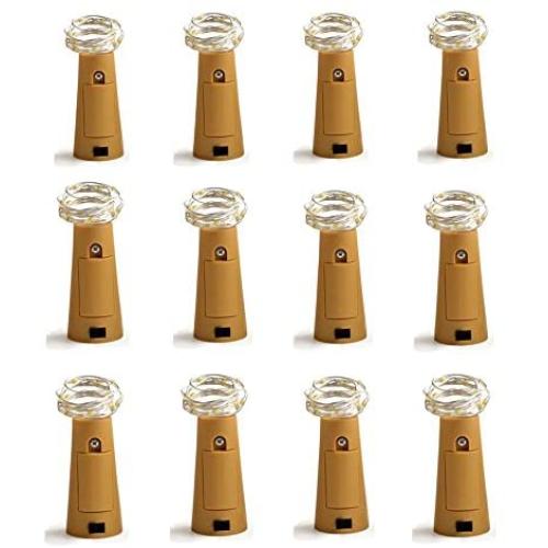 Dreamworth Set of 12 Wine Bottle Cork Lights - 39inch/1m 10 LED Silver Wire Lights String Starry LED Lights for Bottle DIY, Party, Decor, Christmas, Halloween, Wedding or Mood Lights(Warm White)