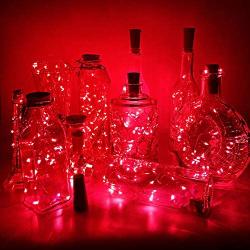 PheiLa 10 Pack Wine Bottle Lights Red Christmas Lights Battery Operated Valentine Lights Waterproof 3.3ft LED Cork Shape Silver Wire Fairy Lights for Jar Party Wedding Bar Valentines Gift Decoration