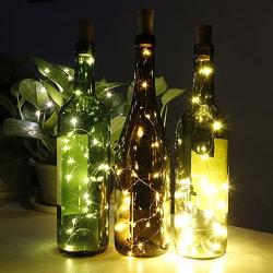 CYLAPEX 10 Pack Wine Bottle Lights with Cork, 20 LED Wine Bottle with Lights on Copper Wire, LED Cork Lights for DIY of LED Decoration, Wedding Centerpiece, Party, Christmas, Halloween, (Warm White)