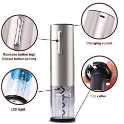 Cokunst Electric Wine Opener with Foil Cutter, Battery Powered Automatic Wine Corkscrew, One-click Button Electric Corkscrew Rechargeable Wine Bottle Openers with LED light for Home Party Restaurant