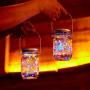 Solar Mason Jar Lights 20 LEDs Hanging Solar Lantern Lights String Lamp with Lid Handle Decoration for Garden Colorful Light 2m