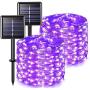 Solar String Lights Outdoor, 2-Pack 33ft 100 LED 8 Modes Waterproof Solar Powered String Lights,Solar Fairy Lights for Tree Garden Patio Wedding Party Yard Decoration(Purple)