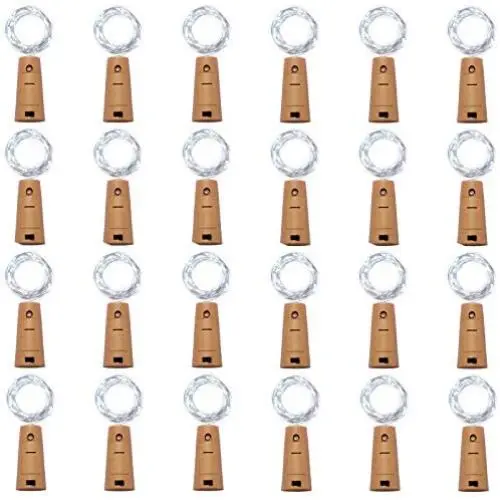 24 Pack 20 LED Wine Bottle Cork Lights, Fairy Mini String Lights Copper Wire, Battery Operated Starry Lights for DIY, Christmas, Halloween, Wedding, Party, Indoor&Outdoor (Cool White) 24 Pack 20 LED Wine Bottle Cork Lights, Fairy Mini String Lights Copper Wire, Battery Operated Starry Lights for DIY, Christmas, Halloween, Wedding, Party, Indoor&Outdoor (Cool White)