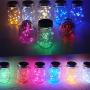 StarryMine Upgraded Solar Mason Jar Lights, 8 Pack 10 LED Waterproof Fairy Firefly Jar Lids String Lights with Hangers(Jars not Included), Patio Yard Garden Wedding Easter Decoration - 8 Colors