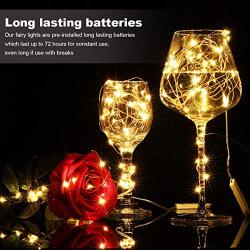 LEDIKON 20 Pack Led Fairy Lights Battery Operated,3.3ft 20 LED Copper Wire Warm White Firefly Mason Jar Lights,Waterproof Mini LED String Lights for Mason Jars Party Crafts Wedding Decorations