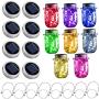 StarryMine Upgraded Solar Mason Jar Lights, 8 Pack 10 LED Waterproof Fairy Firefly Jar Lids String Lights with Hangers(Jars not Included), Patio Yard Garden Wedding Easter Decoration - 8 Colors