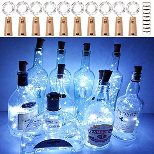 20 LED Wine Bottle Lights with Cork, 10 Pack 6.6ft/2meter Craft Cork Copper Wire Starry Fairy Lights, for DIY Events Party Wedding Christmas Halloween(10 Pack-Cool White)