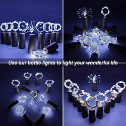 Reasin Wine Bottle Lights 10 Pack 20 LED Battery Operated Cork Shape Silver Wire Colorful Fairy Mini String Lights for DIY Festival Wedding Party Indoor Outdoor Decoration (Cool White)