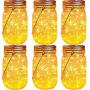 Solar Mason Jar Lights,6 Pack 30 Led Fairy Hanging Jar Lights,Solar Lanterns for Outdoor Patio Party Garden Wedding Decor Lights(Mason Jars/Handles Included)