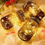 Solar Mason Jar Lights - 3 Pack 30 LED Starry Fairy String Solar Garden Hanging Lights Waterproof Indoor/Outdoor Decorative Lights for Courtyard Wedding Party Christmas (Warm White)
