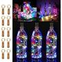 LiyuanQ 10 Pack 20 LED Wine Bottle Cork Lights Copper Wire String Lights, 2M/7.2FT Battery Operated Wine Bottle Fairy Lights Bottle DIY, Christmas, Wedding Party Décor Multicolor (Bottle not Included)