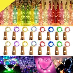 16-Pack Wine Bottle Cork String Lights,Indoor Christmas Pumpkin Lantern Bedroom Decorative String Lights Bettery Opreated Copper Wire Starry Fairy Lights with Cork for Party Halloween Decor(8 Colors）