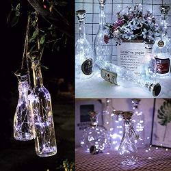 Solar Wine Bottle Lights，Diamond Wine Cork Lights 6 Pack 20LED Solar Powered Decorations Indoor/Outdoor Garden Mini String Lights for DIY/Decor/Party/Wedding/Christmas/Halloween-Cool White