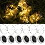 Solar Mason Jar Lid Lights [Updated], 6 Pack 15 LED Waterproof Fairy Firefly Jar String Lights with Hangers (NO Jars), Patio Yard Garden Wedding Easter Decoration - Warm White