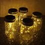 6 Pack Mason Jar Lights, 20 LED Solar Warm White Fairy String Lights Lids Insert for Garden Deck Patio Party Wedding Christmas Decorative Lighting Fit for Regular Mouth Jars